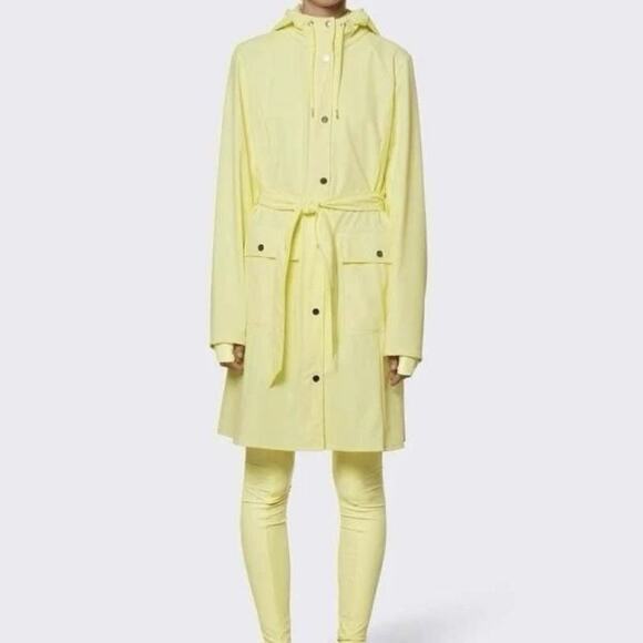 RAINS Womens Size S Curve Raincoat Straw Zipper Snap Trench Belted Waterproof‎